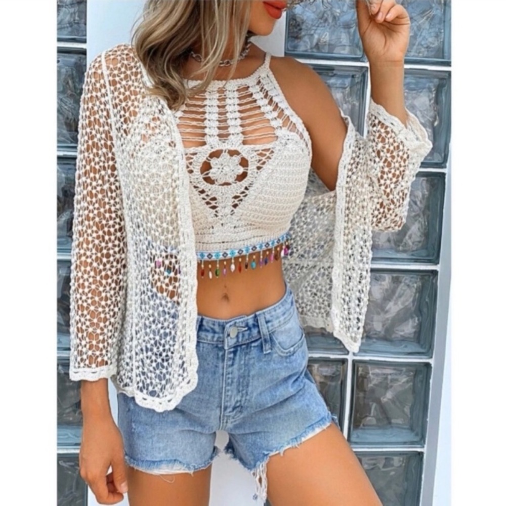Crochet Cami & Kimono Set